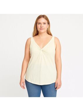 NWT Linen blend Old Navy cami yellow lightweight Vneck large straps medium